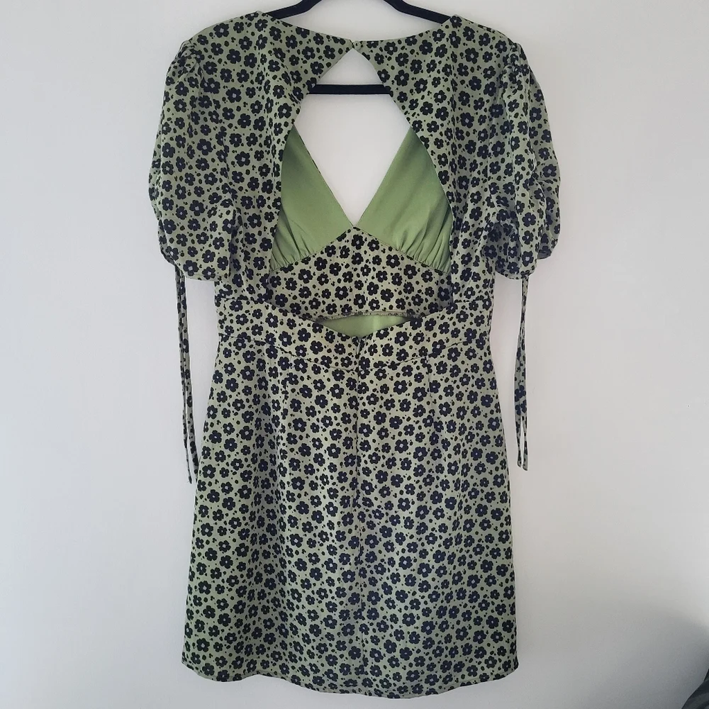 Lulus Green Floral Print Backless Mini Dress - Picture 3 of 8